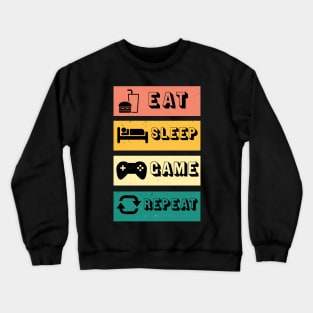 Gaming Vintage Retro Gamer Eat Sleep Game Crewneck Sweatshirt